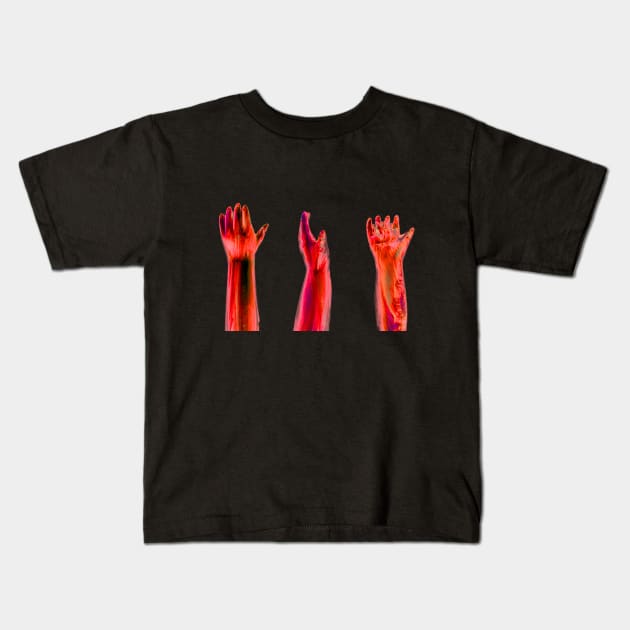 Freaky Halloween Broken Doll Zombie Hands Kids T-Shirt by Squeeb Creative